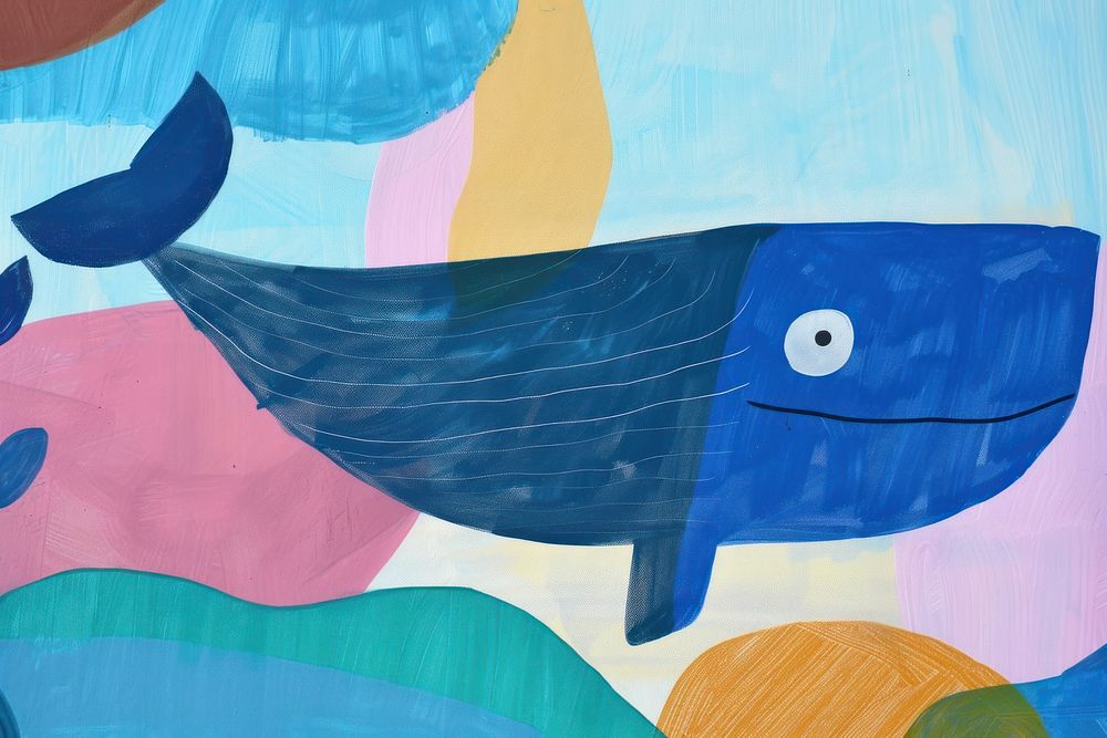 Blue whale backgrounds painting animal.