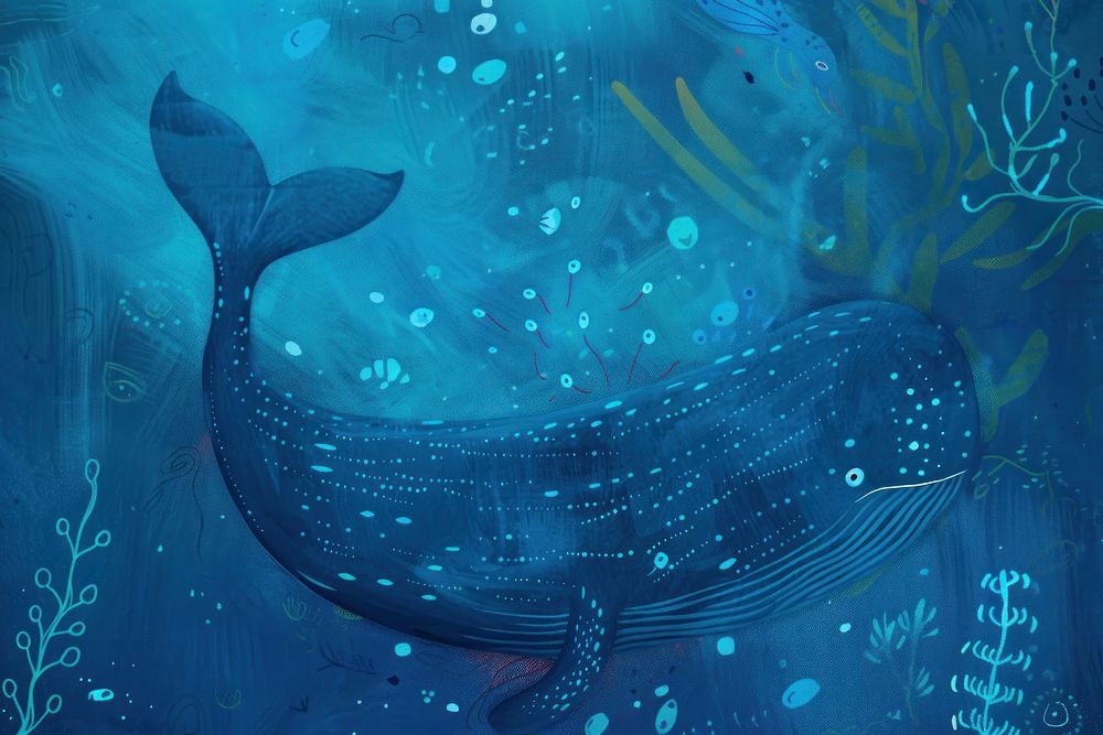 Blue whale animal fish underwater.
