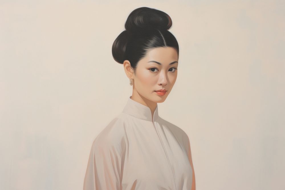 Asian woman portrait painting fashion.
