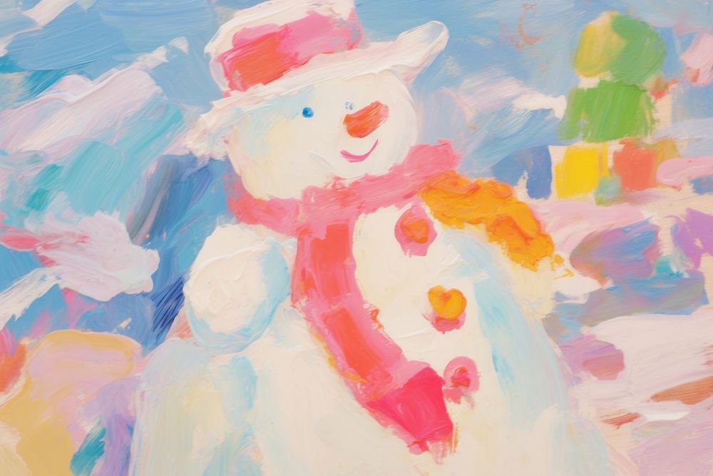Chirstmas snowman painting art backgrounds.