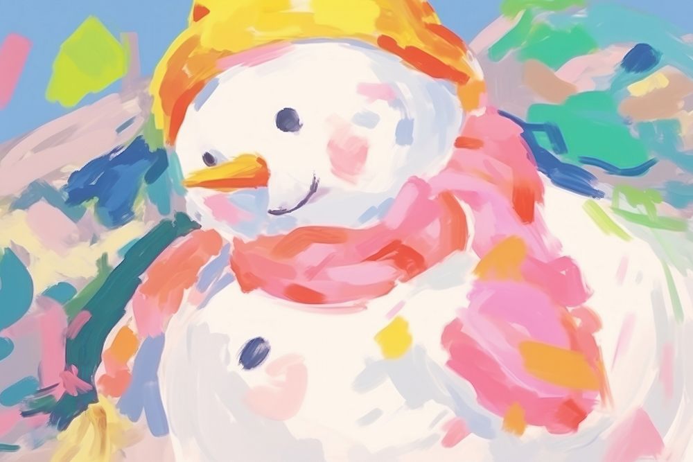 Chirstmas snowman painting art abstract.