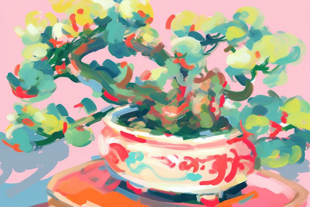 Bonsai painting art flower.