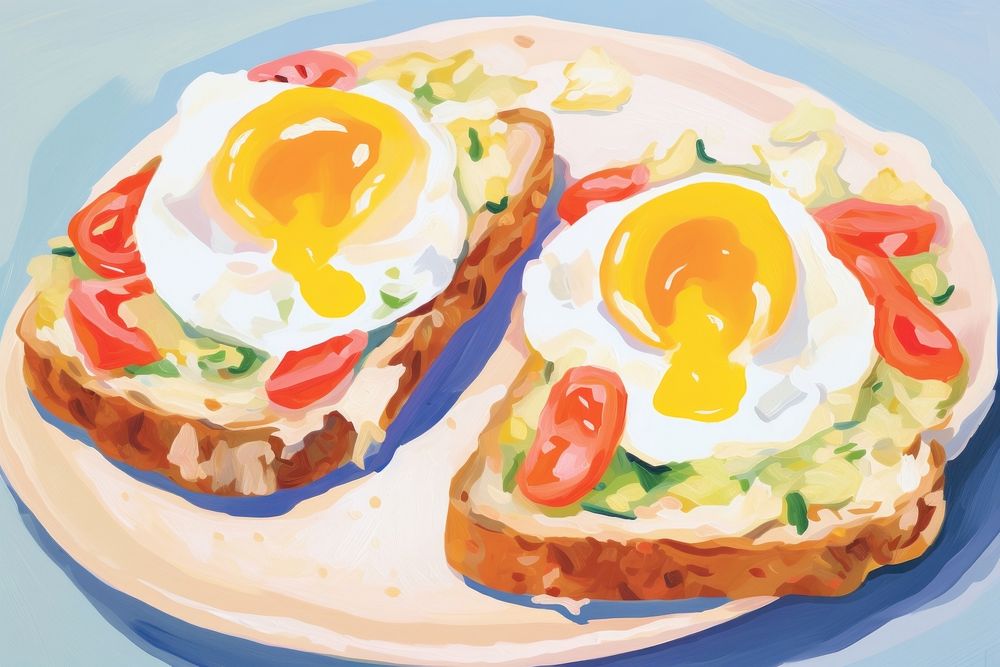 Brunch egg toast food breakfast vegetable.