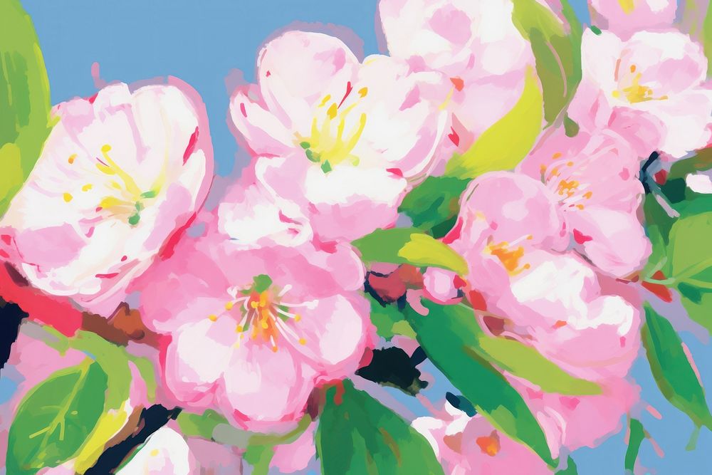 Pink cherry blossom blooming painting backgrounds outdoors.