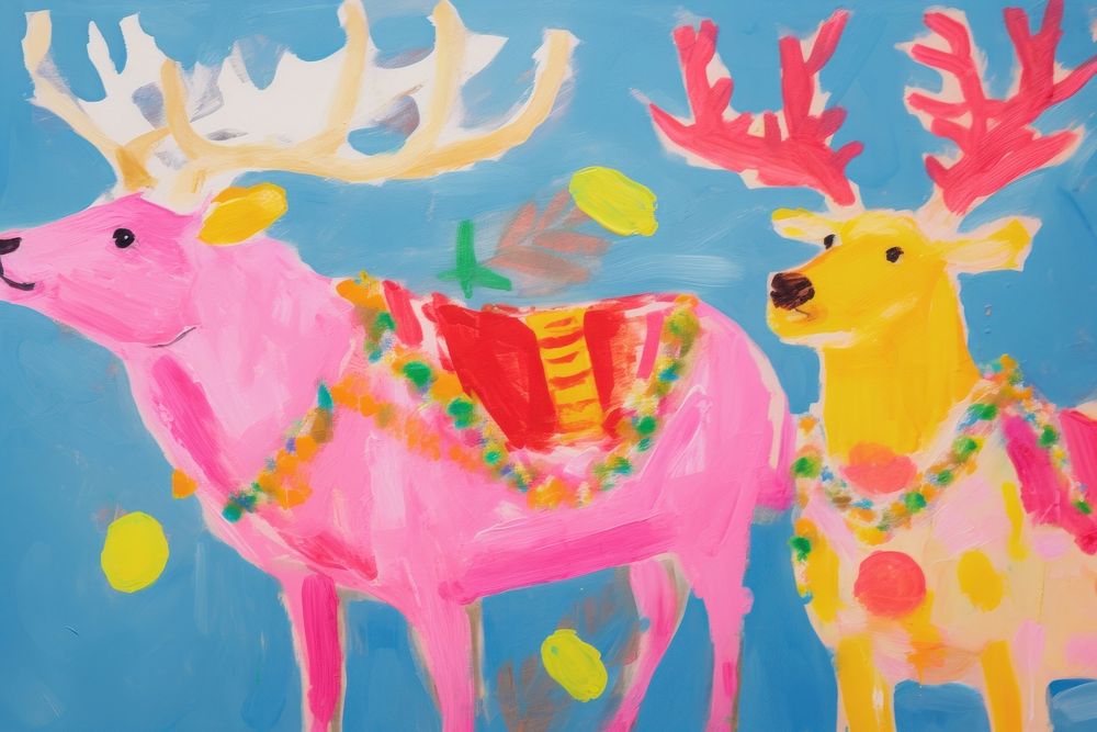 Reindeer painting art cartoon.