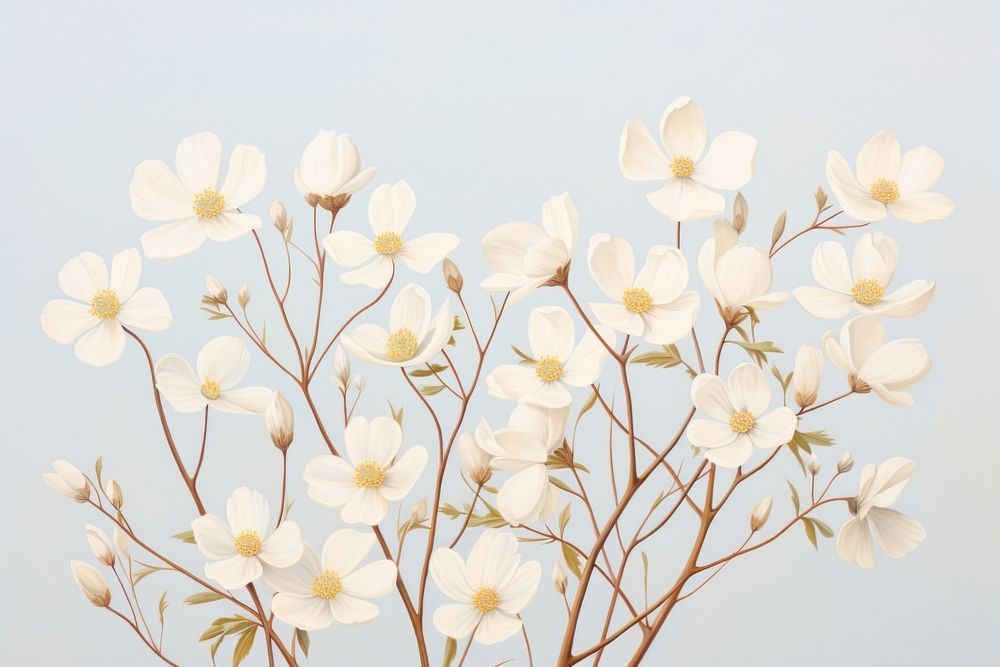 White flowers blossom plant petal.