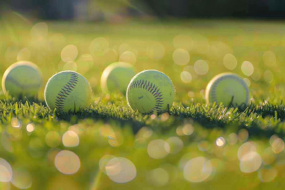 Softballs lawn baseball football.