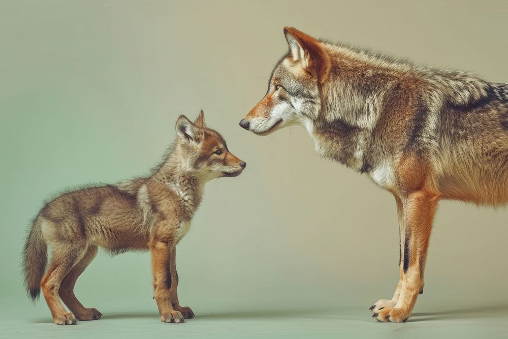 Wolf and kid wildlife animal mammal.
