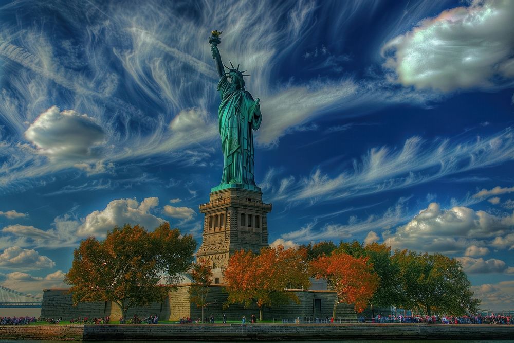 The statue of liberty sculpture outdoors landmark.