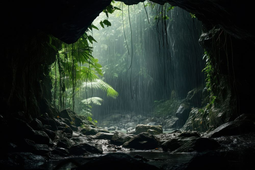 Rainforest cave outdoors nature.