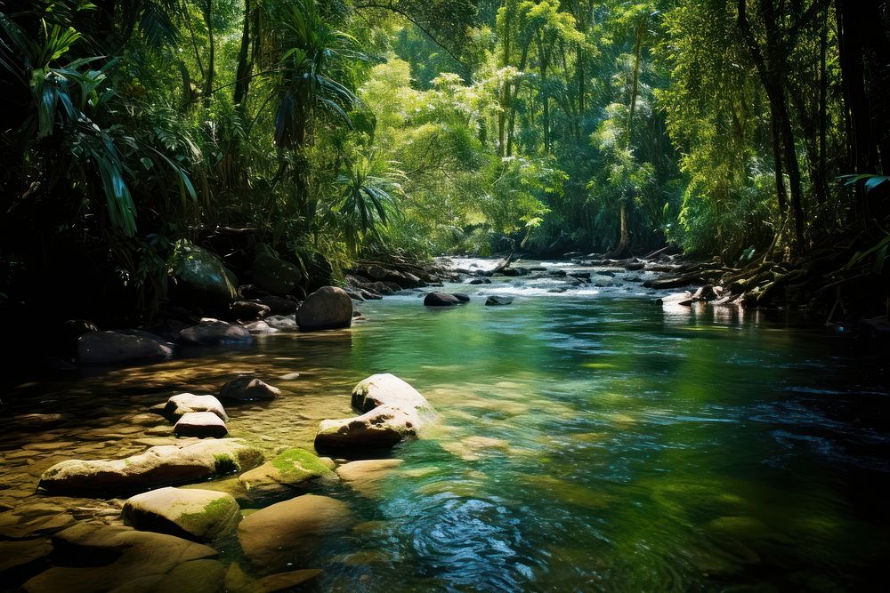Rainforest vegetation landscape outdoors.