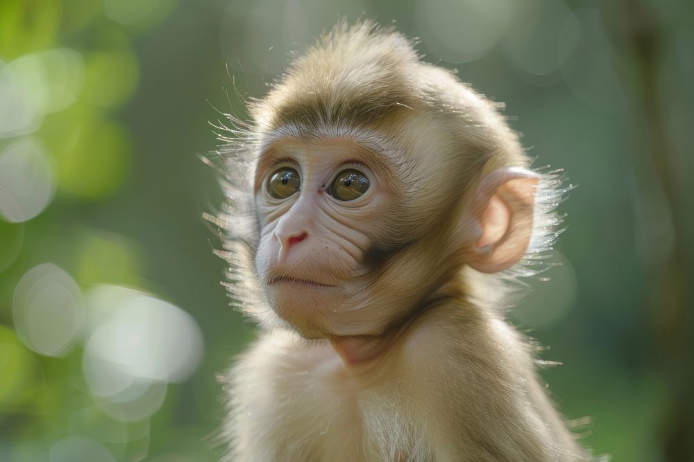 Baby monkey wildlife animal mammal.