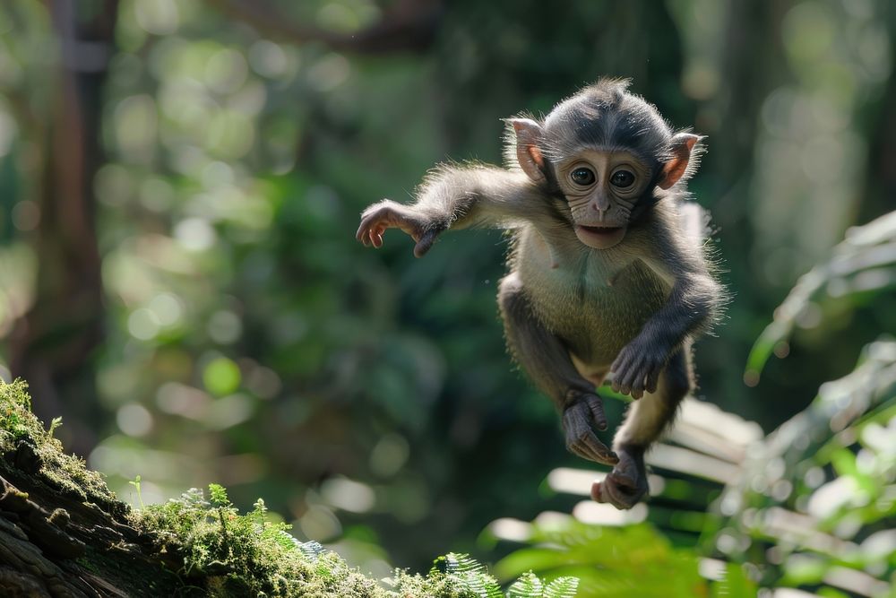 Baby jumping monkey wildlife animal mammal.