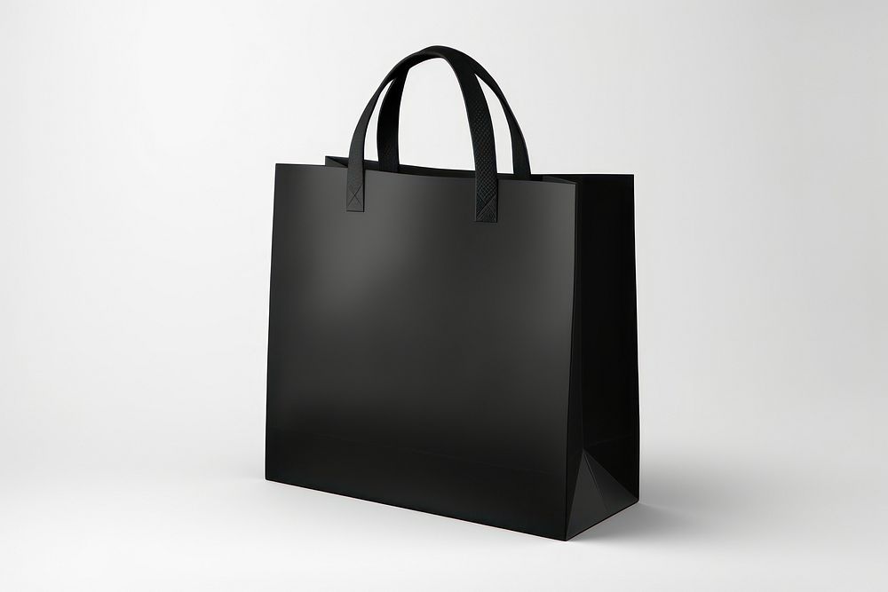 Black shopping bag handbag white background accessories.