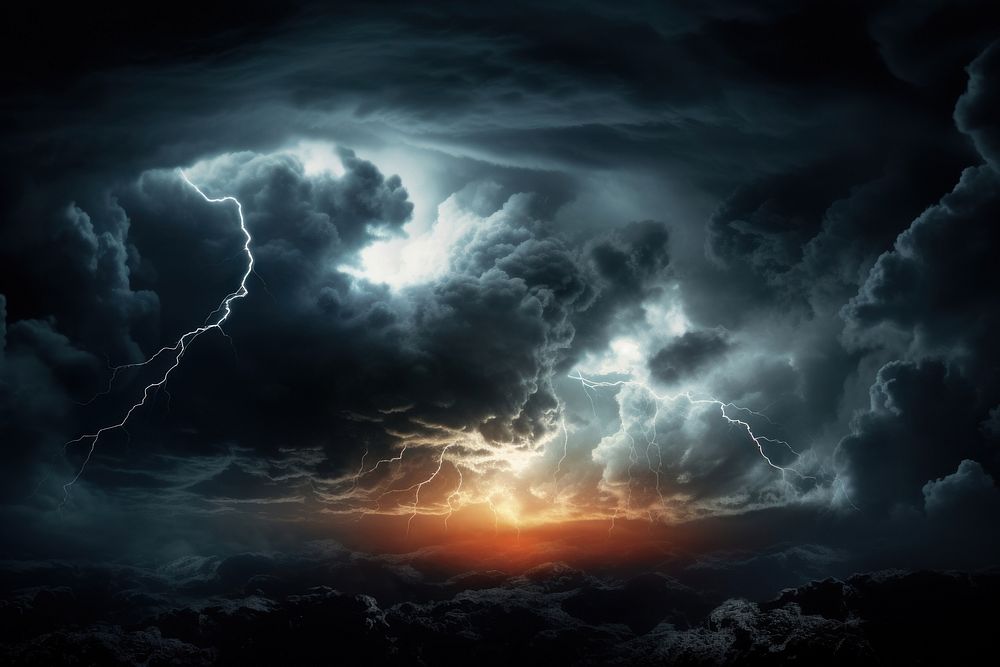 Dark cloud thunderstorm lightning outdoors.