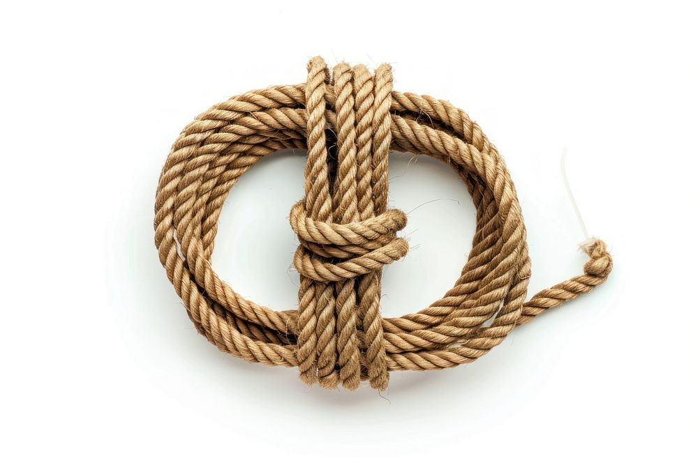 Nylon Tie rope knot white background durability.