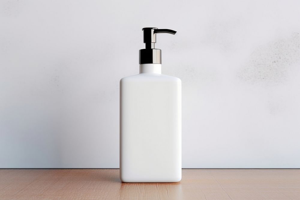 Pump bottle dispenser with blank label mock up bathroom container cosmetics.