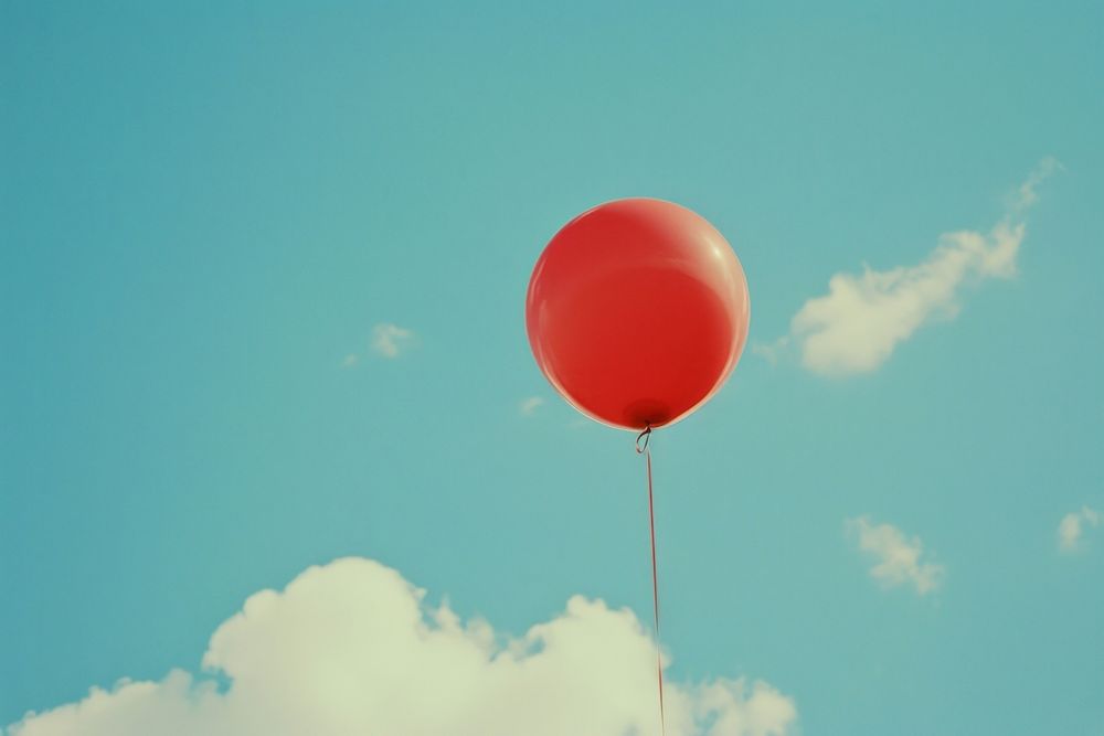 Red air balloon sky outdoors mid-air.