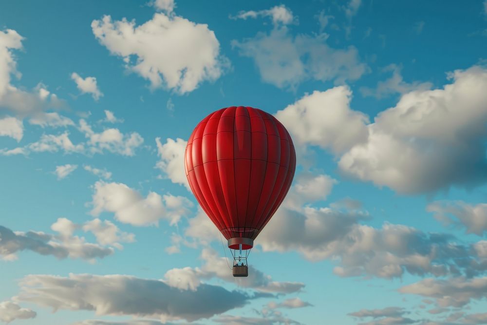 Red hot air balloon sky aircraft outdoors.
