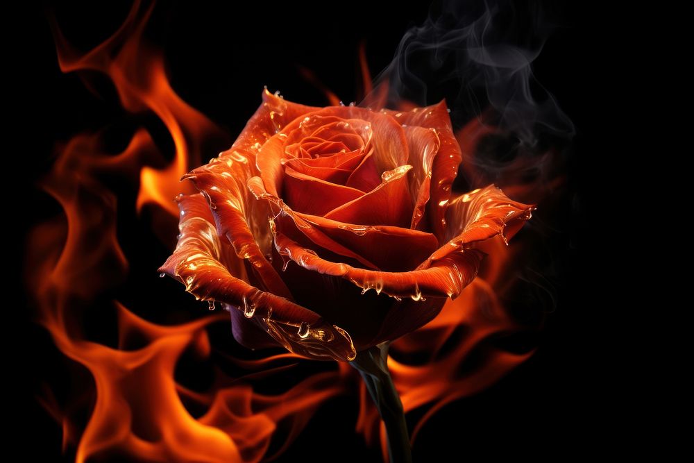 Rose fire flower smoke.