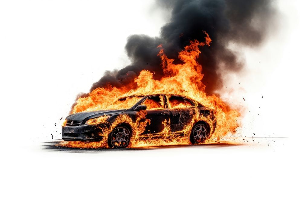 Car fire insurance explosion vehicle bonfire.