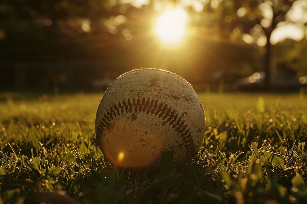 Softball ball sunlight baseball football.