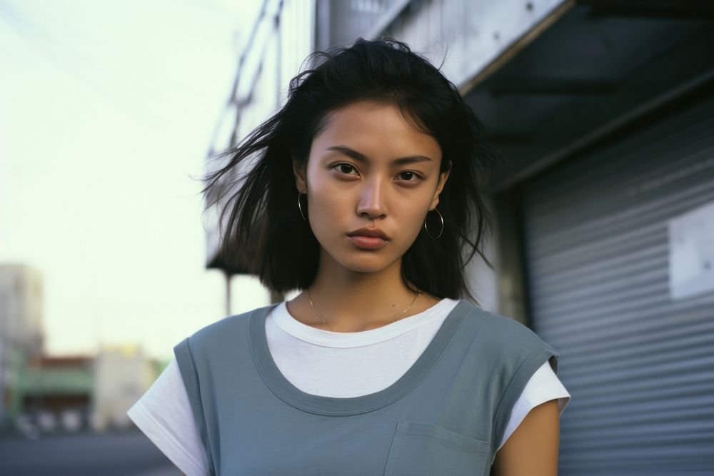 Asian woman fashion contemplation individuality.