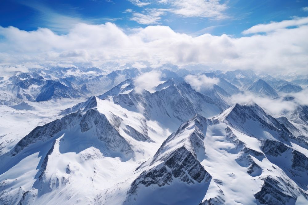 Tundra mountain sky landscape.