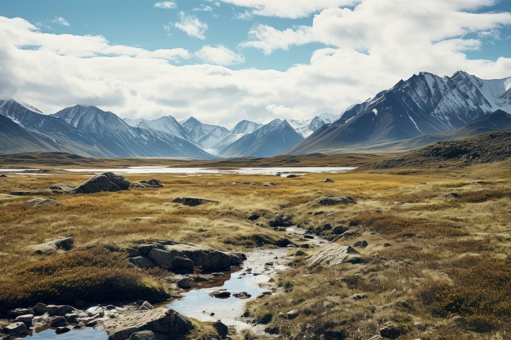 Tundra mountain landscape outdoors.