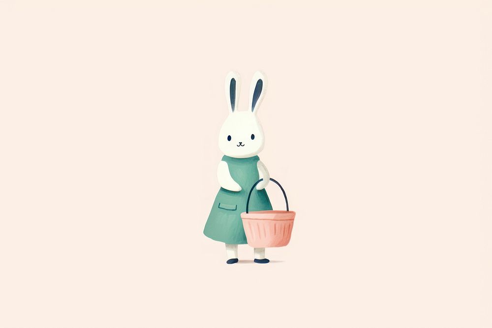 Rabbit holding basket nature representation creativity.