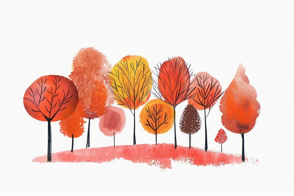 Autumn trees art painting drawing.