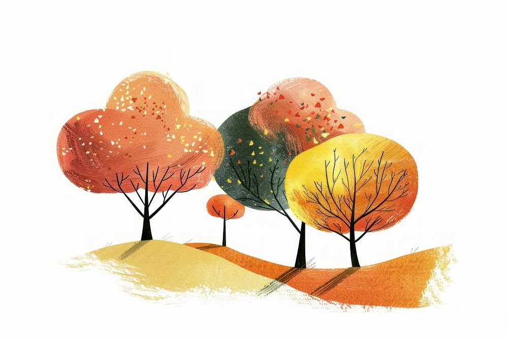 Fall trees outdoors painting drawing.