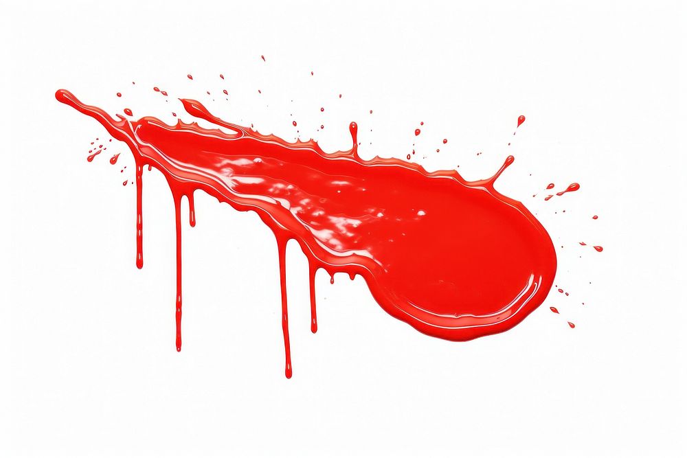 Ketchup splash white background splattered splashing.