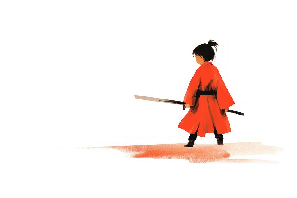 Samurai sword white background standing.