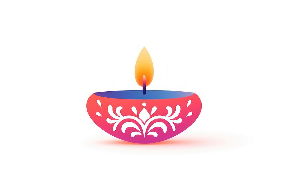Diwali icon candle fire white background.