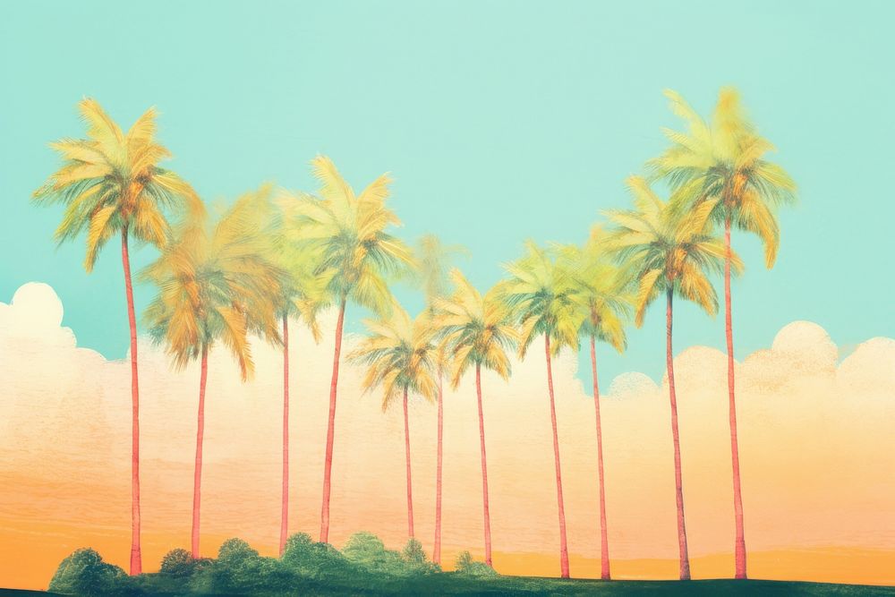 Palm trees outdoors painting nature.