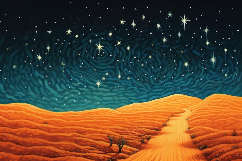 Starry night in desert backgrounds nature constellation.