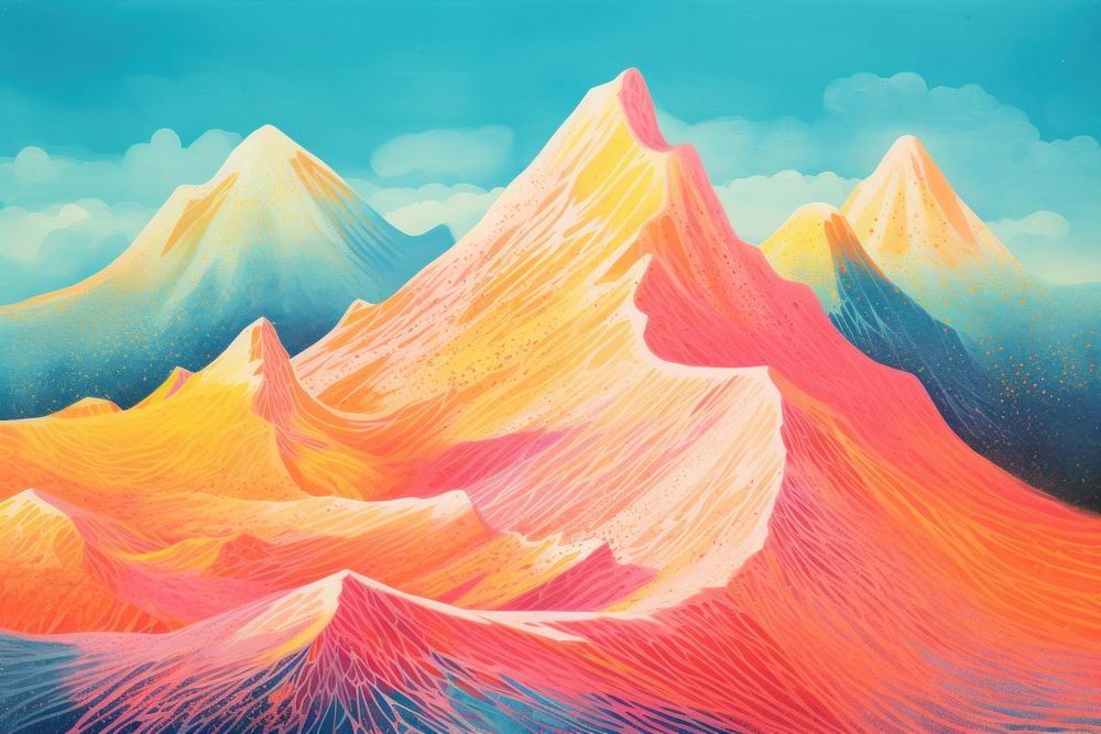 Colorful mountain backgrounds landscape painting.