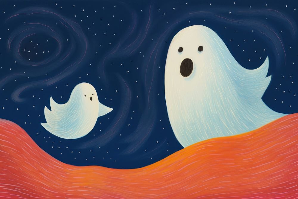 Full moon and ghost painting animal night.