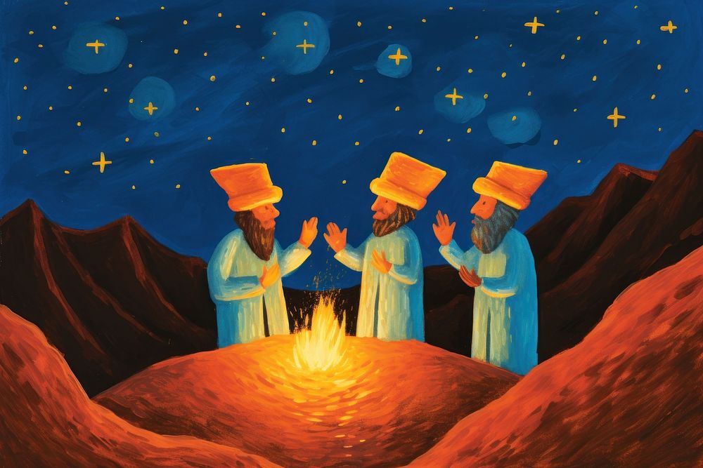 Three wise men starry night in desert adult constellation spirituality.
