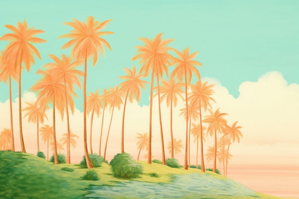 Palm trees backgrounds outdoors painting.