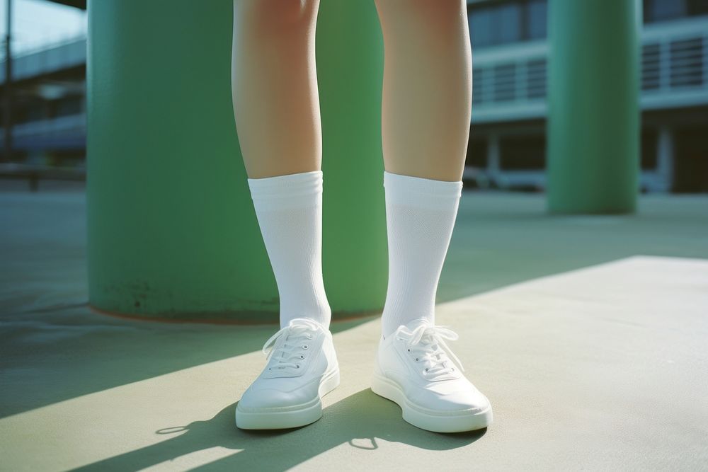 Short white socks footwear fashion shoe.