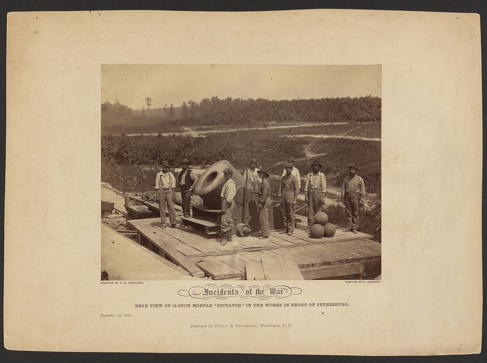 Rear View of 15-Inch Mortar "Dictator" in the Works in Front of Petersburg by Timothy H O Sullivan, Alexander Gardner and…