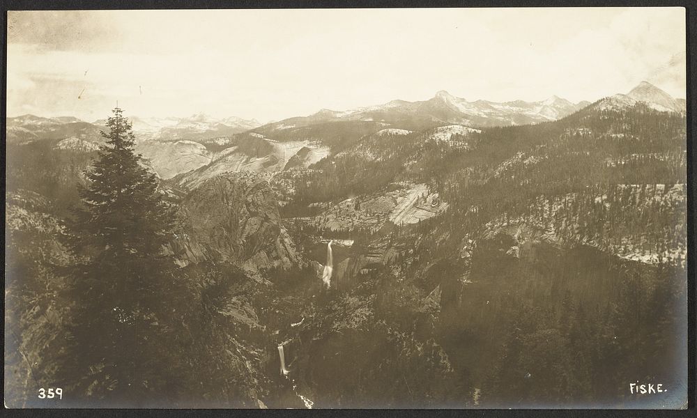 Vernal and Nevada Falls. From Glacier Point. by George Fiske