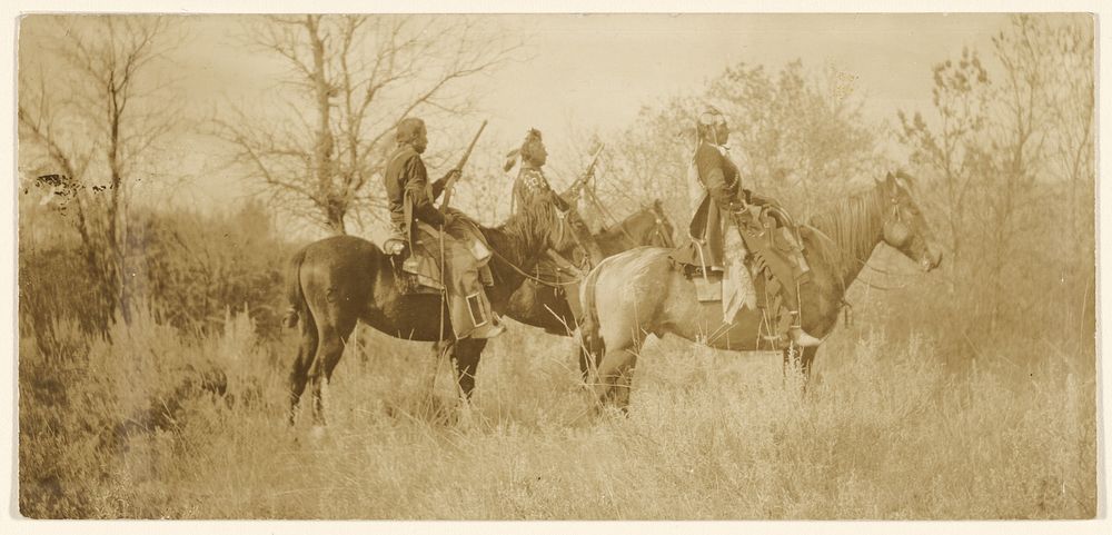 Three Mounted Riders by Edward S Curtis