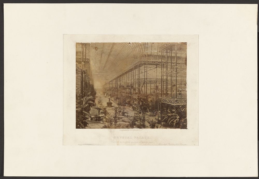 Crystal Palace, View Up Nave from Gallery at North End by Philip H Delamotte