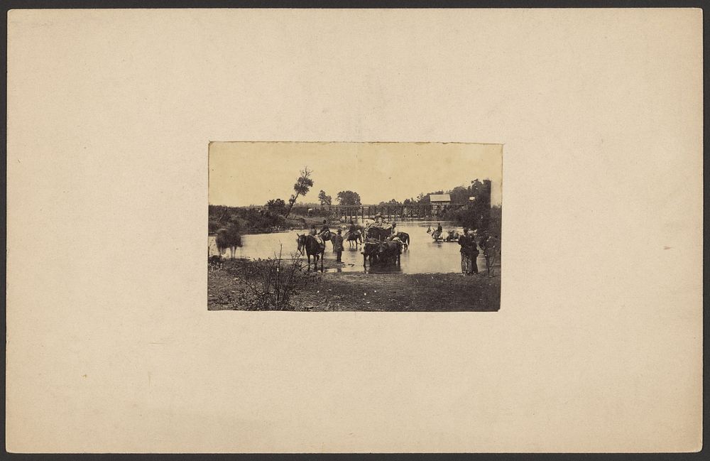Group wading through pond by Timothy H O Sullivan and Mathew B Brady