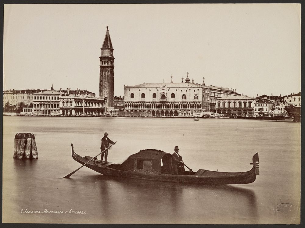 Venesia - Panorama e Gondola by Giovanni Battista Brusa