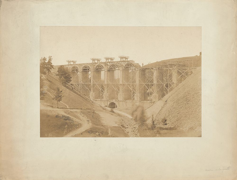 Building of a Railroad Aqueduct Bridge at Lyon, France by Louis Antoine Froissart