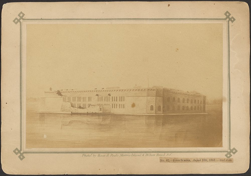 Fort Sumter, August 13, 1863 - trial shots by Haas and Peale